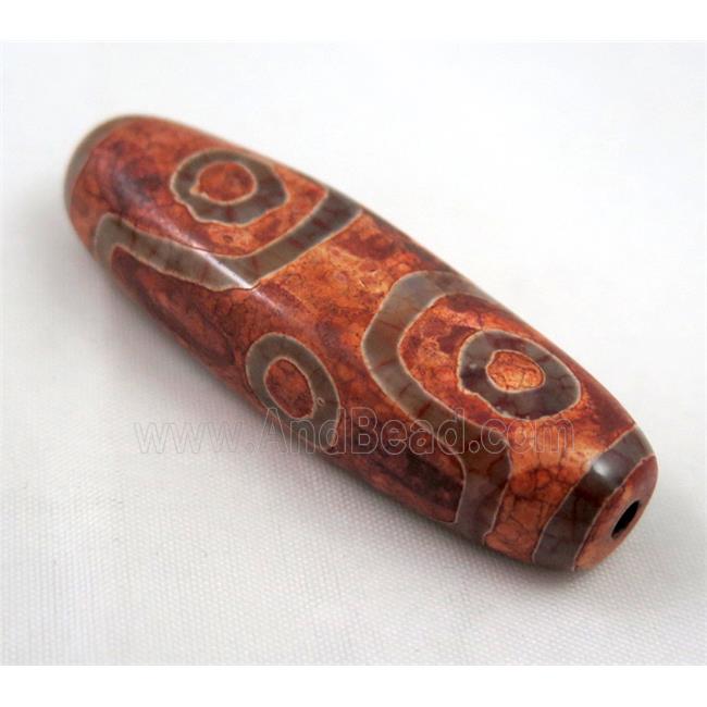natural tibetan Dzi beads, flat barrel, red
