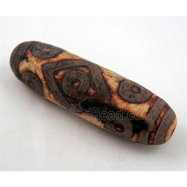 natural tibetan Dzi beads, barrel, brown