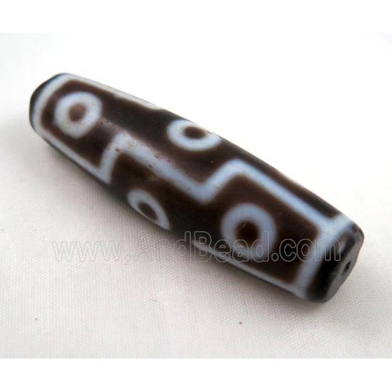 natural tibetan Dzi beads, barrel, dark-red