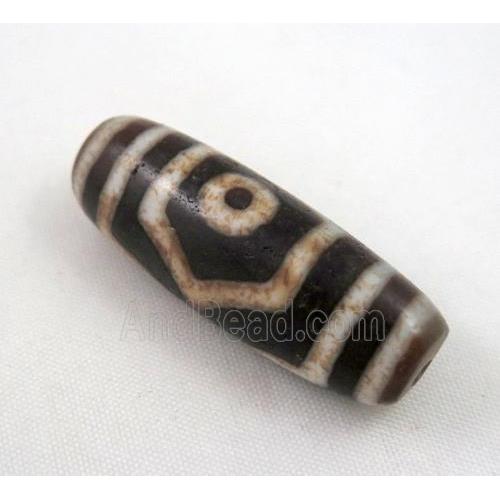 natural tibetan Dzi beads, barrel, black