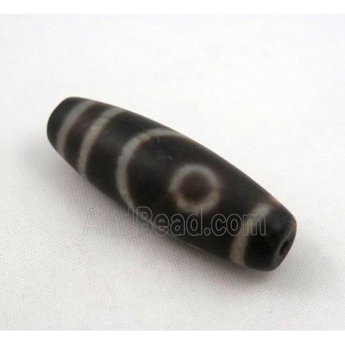 natural tibetan Dzi beads, barrel, black