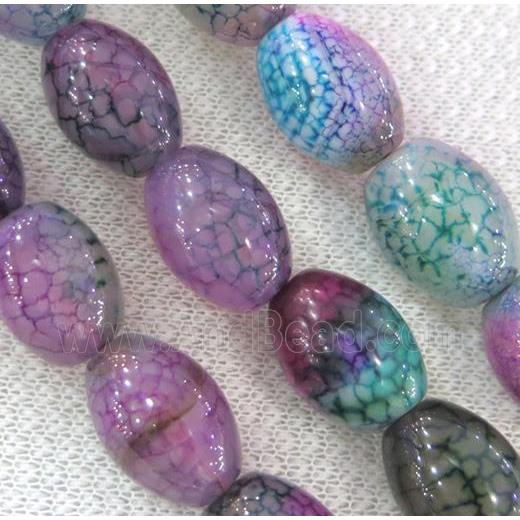 dragon veins agate bead, barrel, colorful