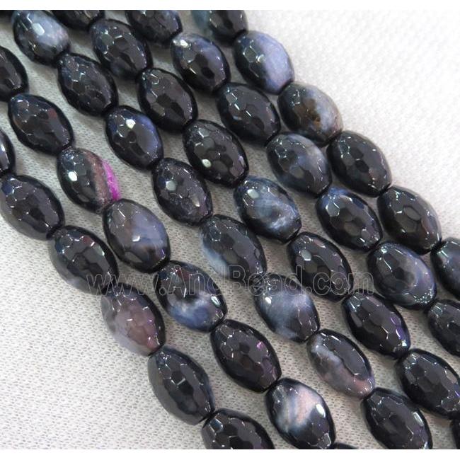 agate bead, faceted barrel