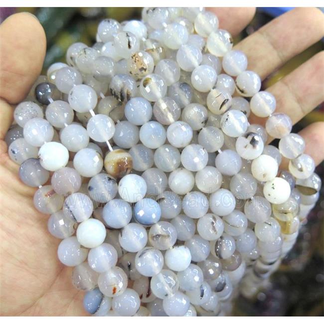 Natural Heihua Agate beads, faceted round