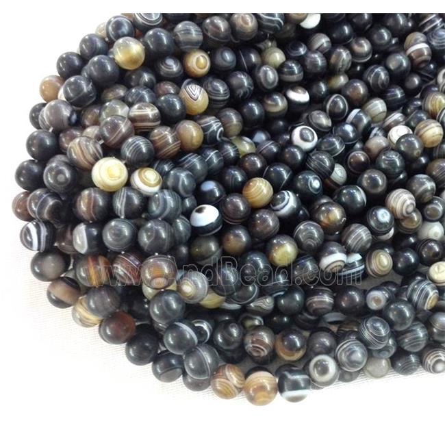 round matte stripe agate beads, eye, coffee