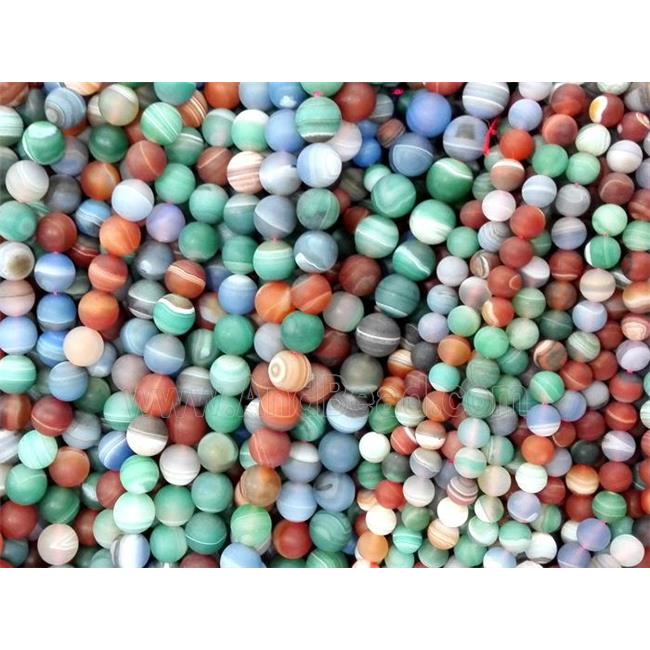 round matte stripe agate beads in mix color