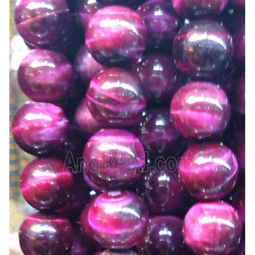 hotpink Tiger eye beads, AA Grade, round
