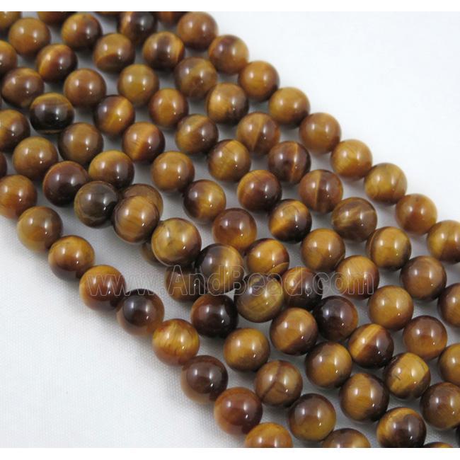 yellow tiger eye beads, round, AA-grade