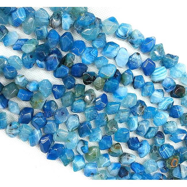 Agate stone beads, freeform, blue