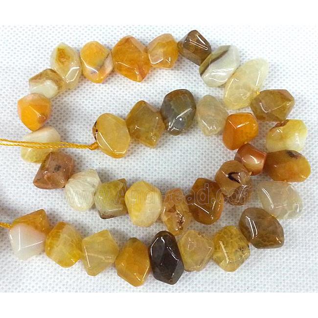 Agate stone beads, freeform, yellow
