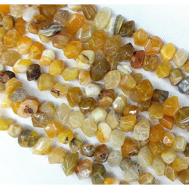 Agate stone beads, freeform, yellow