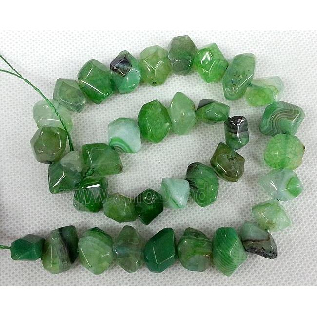 Agate stone beads, freeform, green