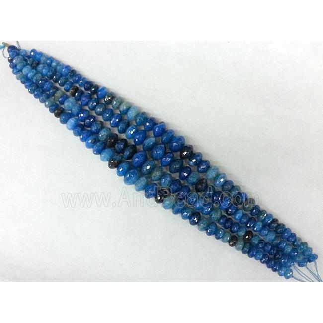 blue Agate rondelle beads Necklace Chain