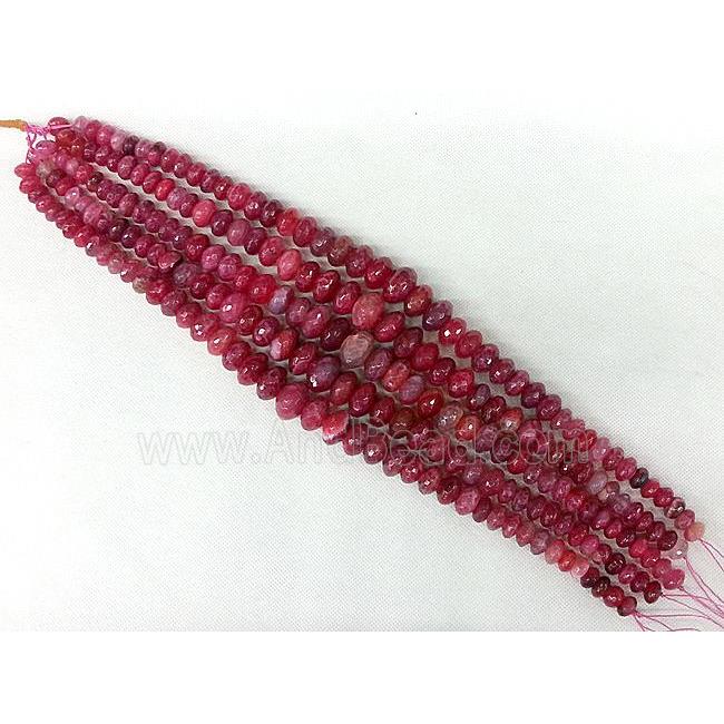 hotpink Agate rondelle beads Necklace Chain
