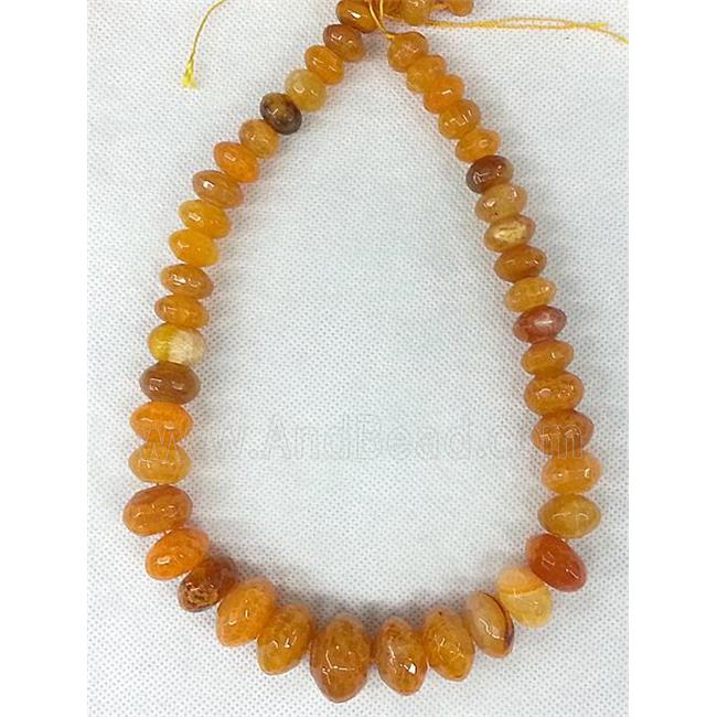 Agate rondelle beads Necklace Chain, orange