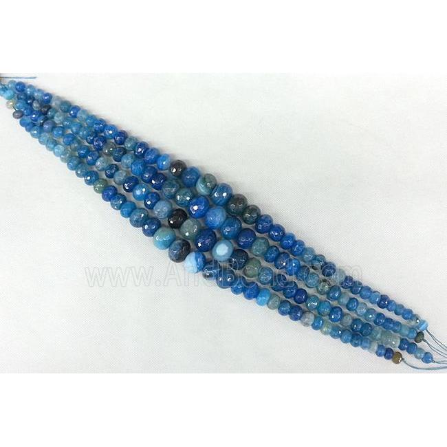 blue Agate rondelle beads Necklace Chain