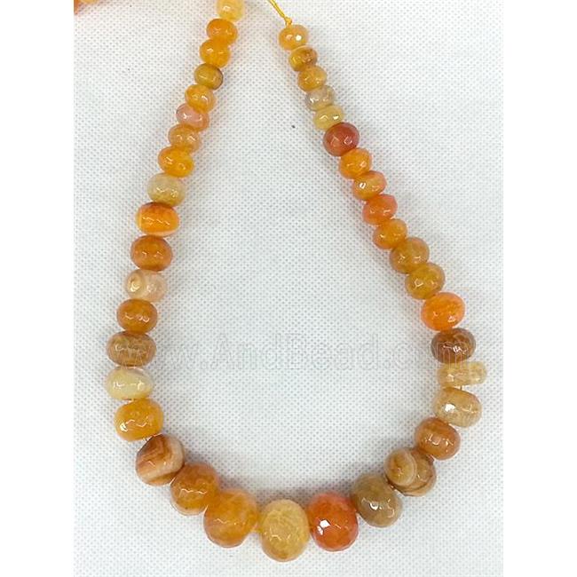 orange Agate stone beads chain necklace, faceted abacus