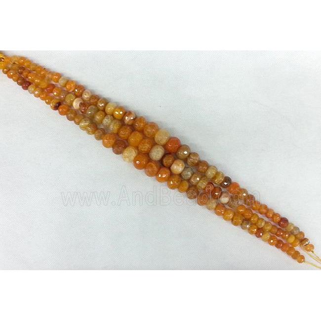 orange Agate stone beads chain necklace, faceted abacus
