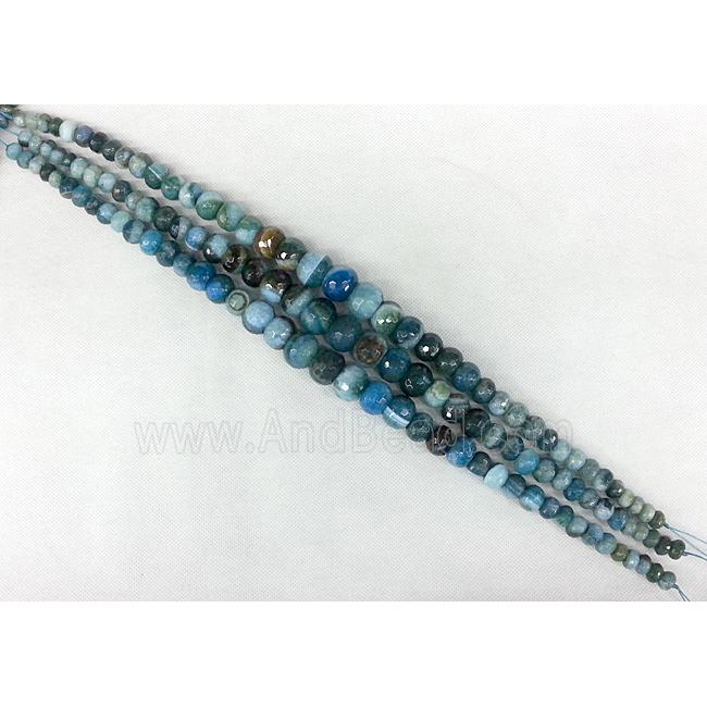blue Agate beads Necklace Chain, faceted rondelle