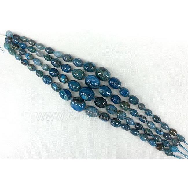 blue Agate barrel beads Necklace Chain
