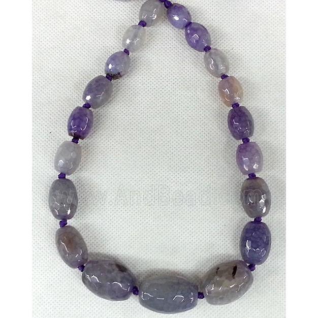 purple Agate barrel beads Necklace Chain