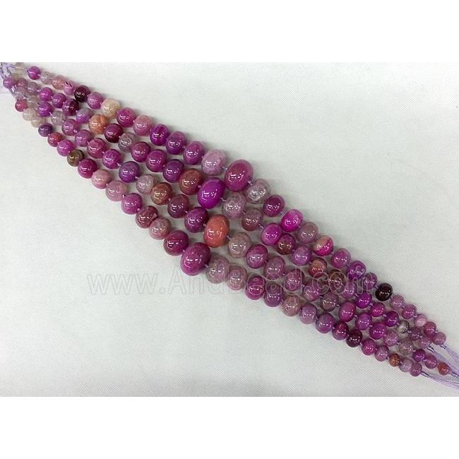 hotpink Agate rondelle beads necklace chain