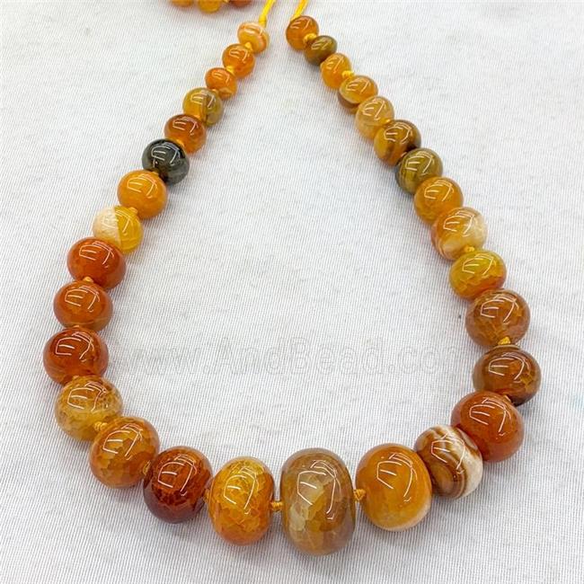 orange Agate graduated beads, rondelle, dye