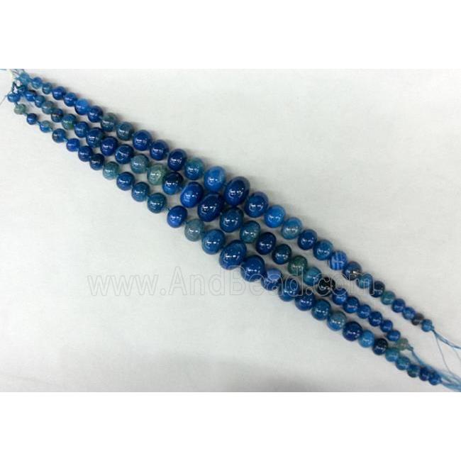 blue Agate graduated beads, rondelle, dye
