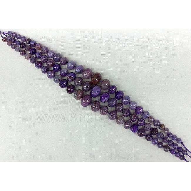 purple Agate graduated beads, rondelle, dye