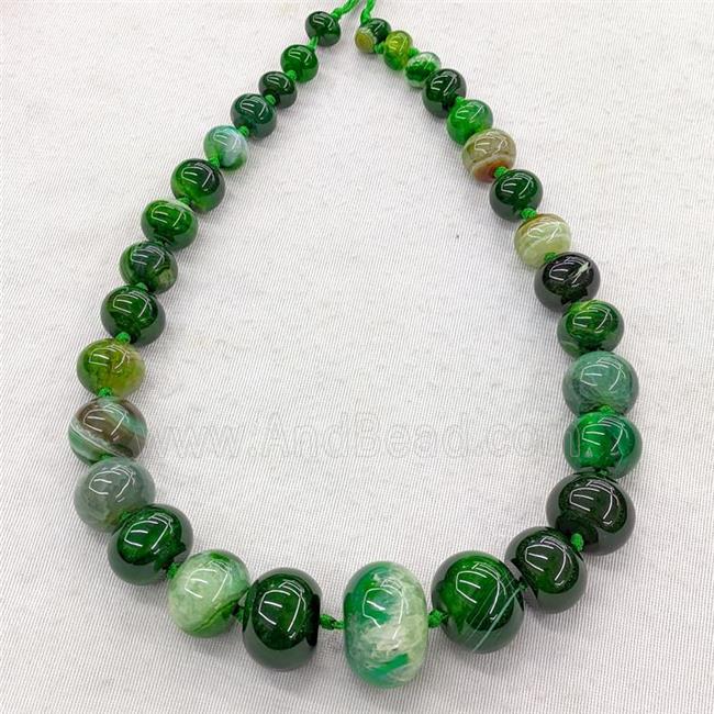 green Agate graduated beads, rondelle, dye
