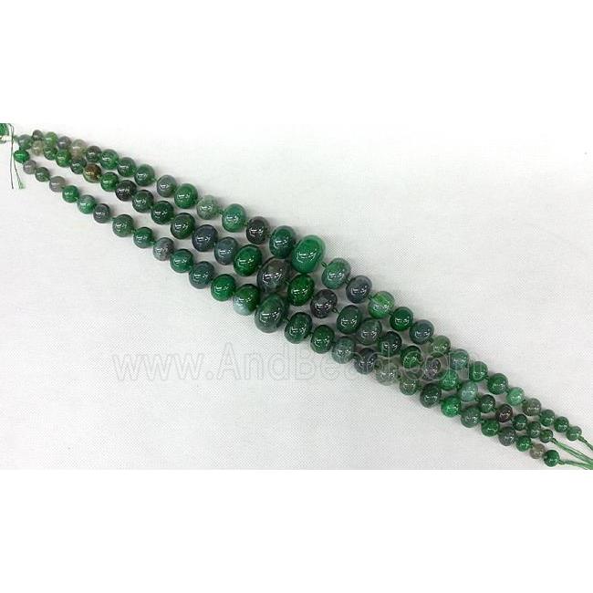 green Agate graduated beads, rondelle, dye