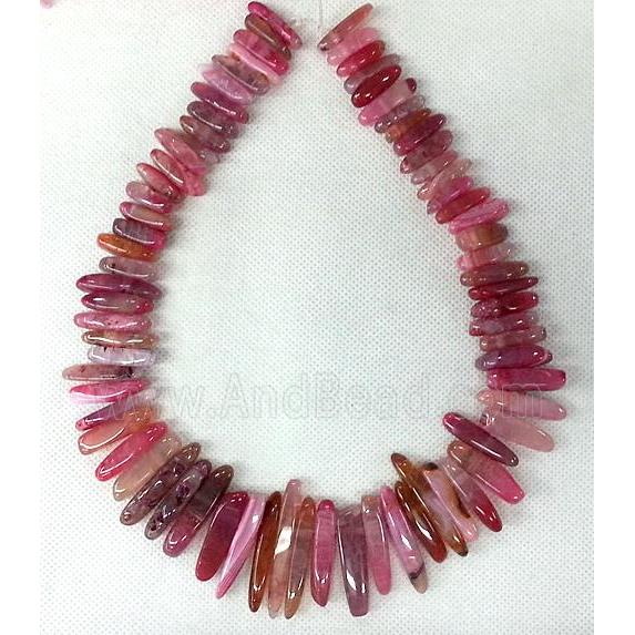pink Agate stick beads Necklace Chain