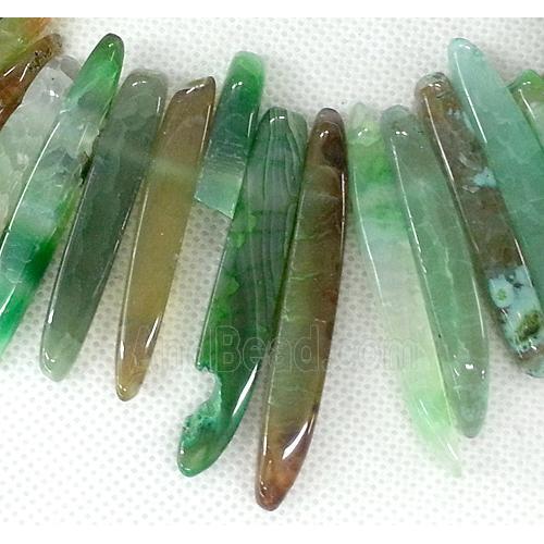 green Agate stick beads Necklace Chain