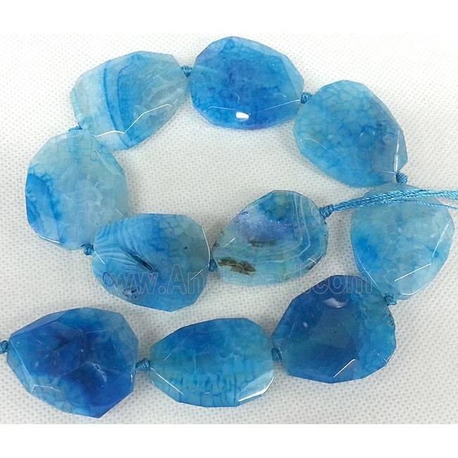 Agate Slice beads, freeform, blue