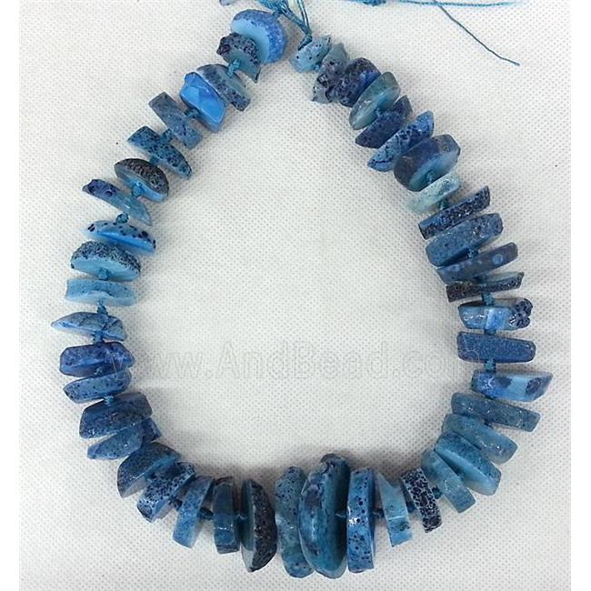 blue Rock Agate beads necklace chain, heishi