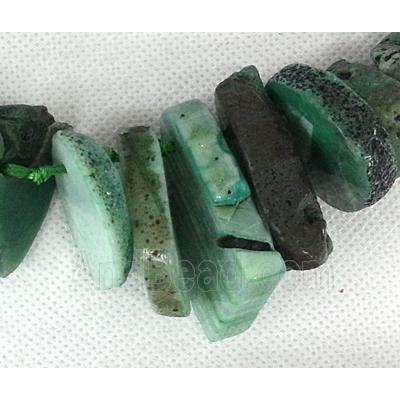 green Rock Agate heishi bead chain necklace