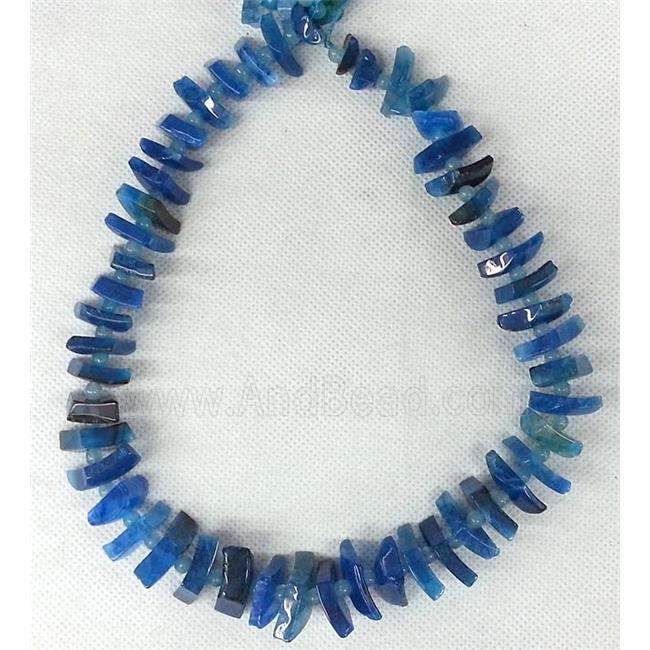 blue Agate stone beads chain necklace, square
