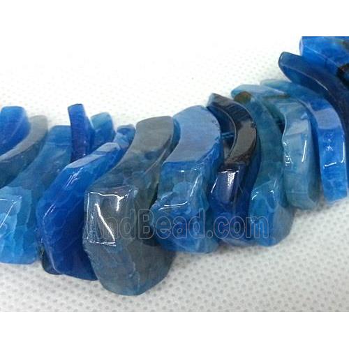 blue Agate Slice beads necklace chain, chips