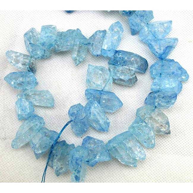 blue Crystal Quartz chip beads, dye