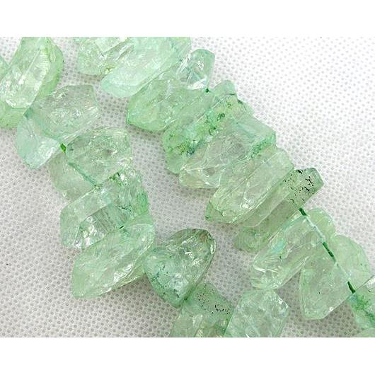 green Crystal Quartz chip beads, dye