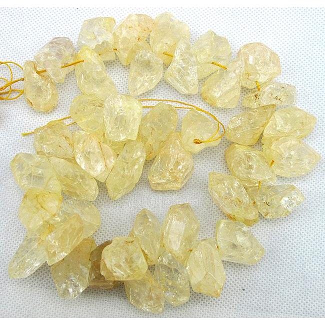 yellow Crystal Quartz chip beads, dye