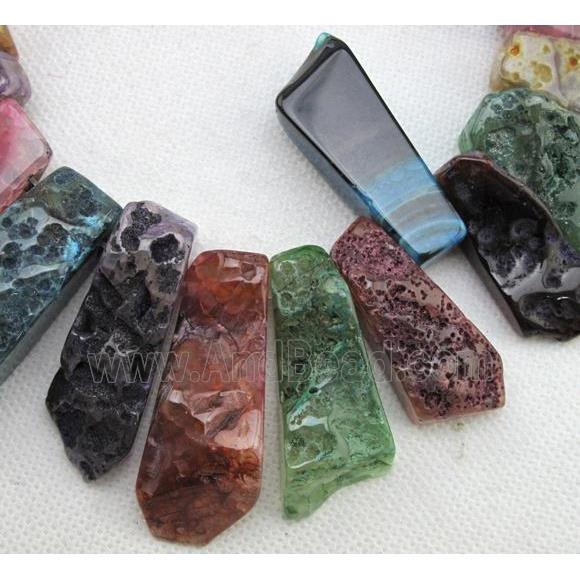 Natural rock agate beads, freeform, mixed color