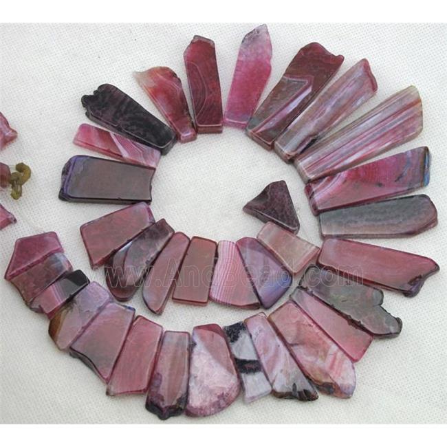 Natural rock agate beads, freeform, pink