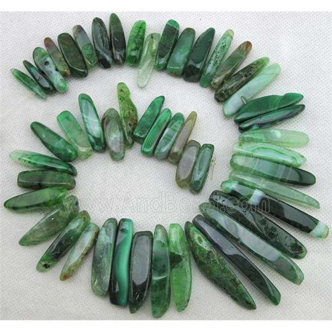 Natural agate bead, freeform, green