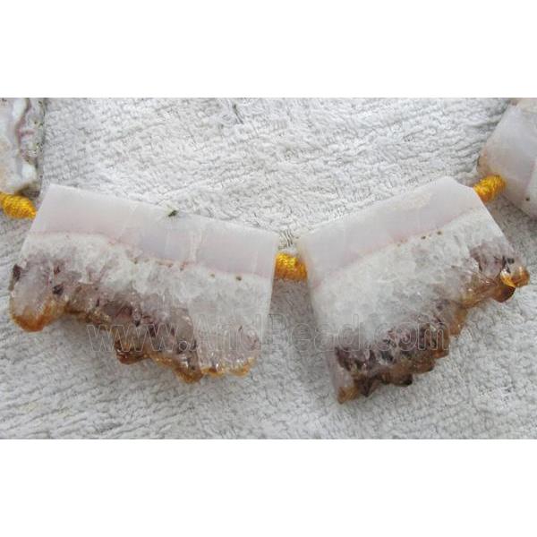 citrine slab beads with druzy, freeform