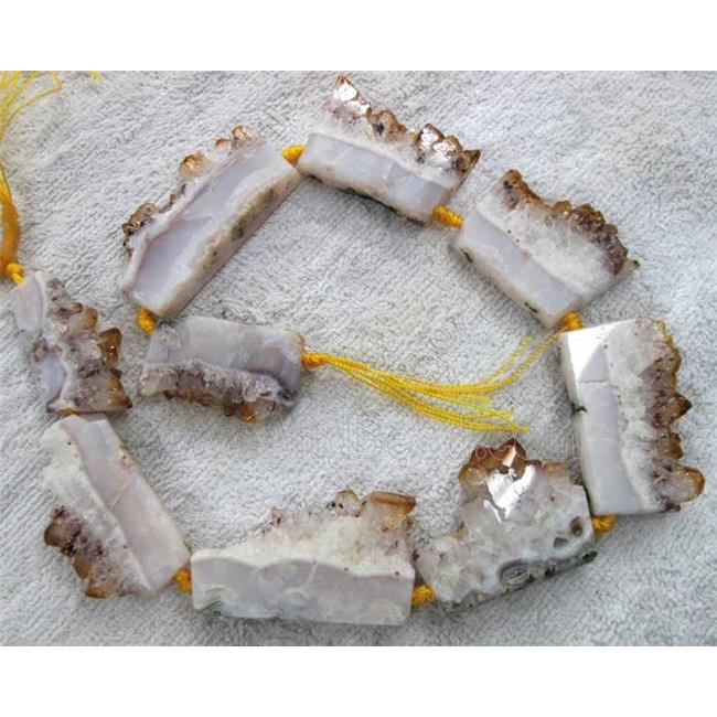 citrine slab beads with druzy, freeform