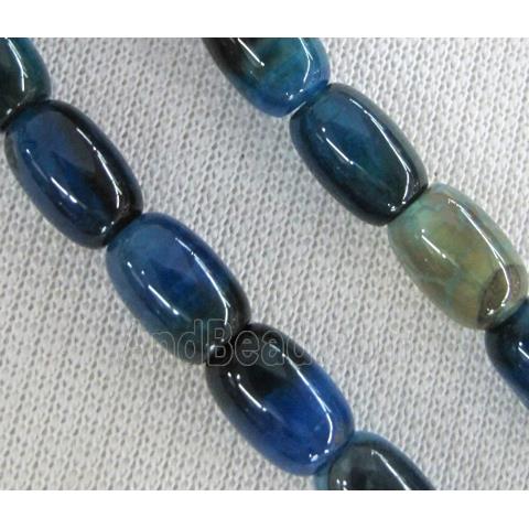 deep blue Agate stone bead, barrel