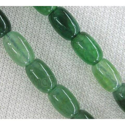 green Agate stone bead, barrel