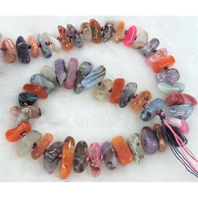 agate stone bead, freeform, colorful
