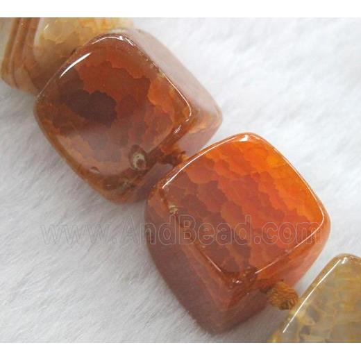 agate stone bead, cube, orange